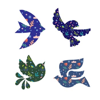 Matisse Inspired Abstract Art with female Figure and Organic Shapes in a trendy minimal style. Vector Collage Background of female body, birds and botanical elements made of cut paper