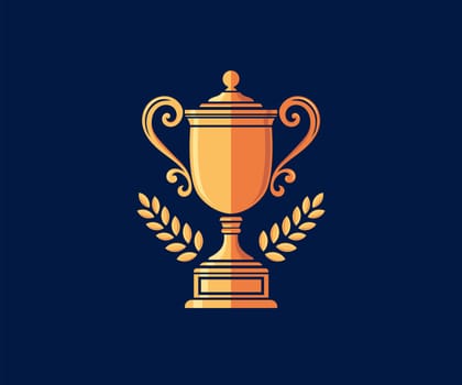 vector of golden Trophy with Laurel Wreath symbol