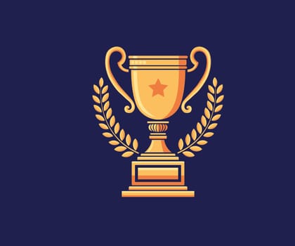 vector of golden Trophy with Laurel Wreath symbol