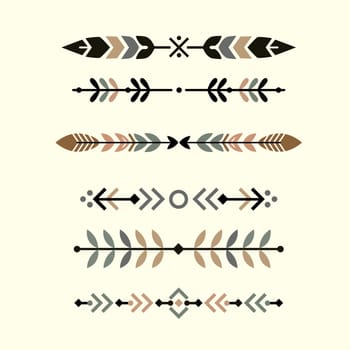 divider Vector set of decorative ethnic borders with american indian motifs