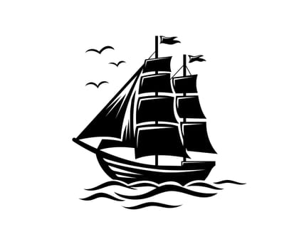 vector of sailboat silhouette vintage symbol