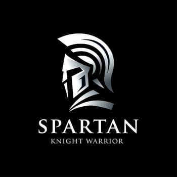 Spartan Knight Soldier, Greek Warrior symbol on black background