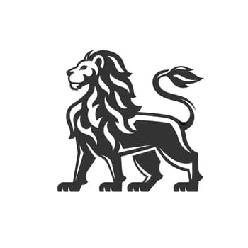heraldic lion mascot symbol, black and white color vector