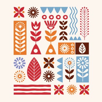 Colorful Stylized folk ornament Template for tiles, mosaics, textiles, bed linen, carpet
