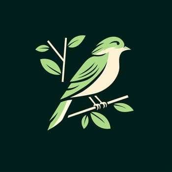 cute robin bird standing on branch, black background