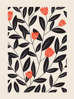 vector of Trendy contemporary collage botanical minimalist wall art poster