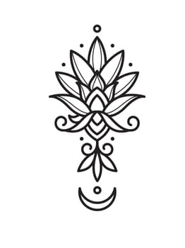 outline lotus flower pattern for Henna drawing and tattoo design vector illustration
