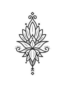 outline lotus flower pattern for Henna drawing and tattoo design vector illustration