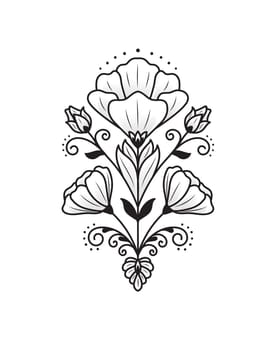 Vector illustration of an abstract flower geometric art , Folk art floral design