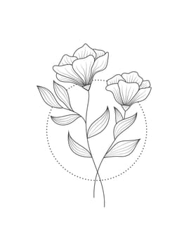 Vector illustration of an abstract flower geometric art , Folk art floral design
