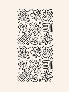 abstract floral Minimal elegant line brush stroke shapes and line in black colors. Simple childish scribble backdrop
