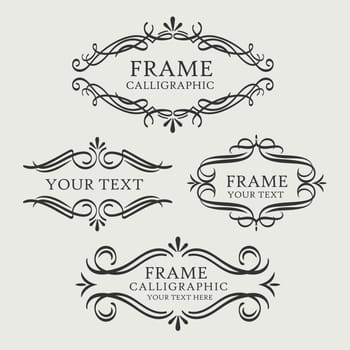 Ornate vintage frames and scroll elements. Classic calligraphy swirls, swashes, floral motifs
