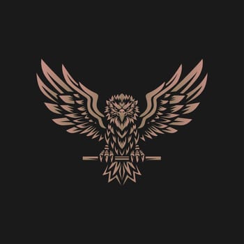 eagle emblem with spread wings, eagle vector illustration design art