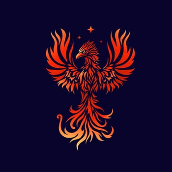 Phoenix Fire bird illustration and character design. hand drawn Legend of the Fire bird