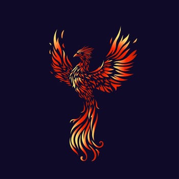 Phoenix Fire bird illustration and character design. hand drawn Legend of the Fire bird