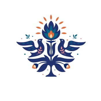 bird and flower folk art decoration