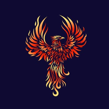Phoenix Fire bird illustration and character design. hand drawn Legend of the Fire bird