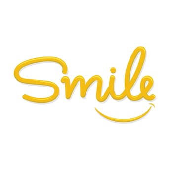 Smile, lettering shine and shadow for greeting card vector illustration, Inspirational quote about happy