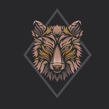 colorful Wild Wolf head symbol design template
