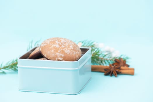Nuremberg Elisen gingerbread with star anise and cinnamon, traditional german sweets for christmas holiday called Lebkuchen