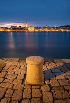Beautiful Island Rab in Croatia. Townscape panorama over sunset. popular tourist destination