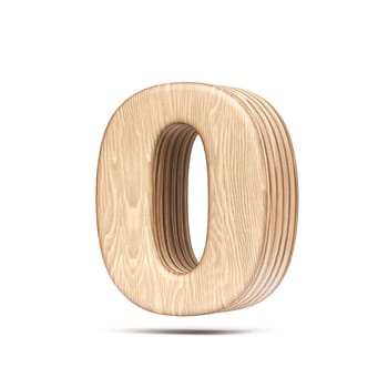 Plywood font Number 0 ZERO 3D rendering illustration isolated on white background
