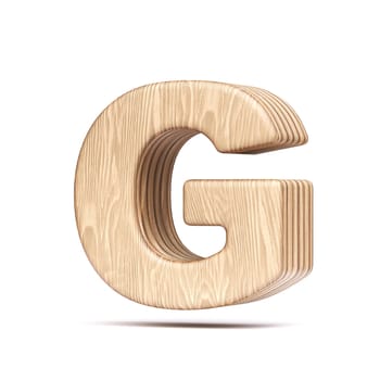 Plywood font Letter G 3D rendering illustration isolated on white background