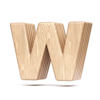 Plywood font Letter W 3D rendering illustration isolated on white background