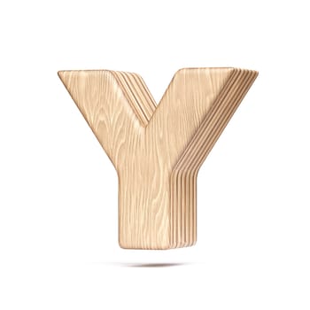 Plywood font Letter Y 3D rendering illustration isolated on white background