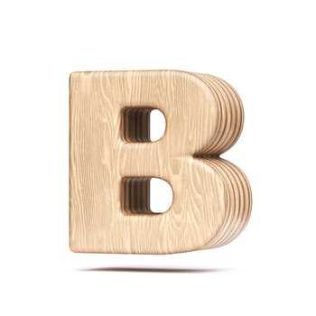 Plywood font Letter B 3D rendering illustration isolated on white background