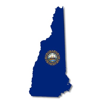 A New Hampshire State Flag Map Illustration with clipping path