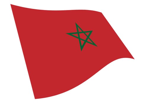A Morocco waving flag graphic isolated on white with clipping path 3d illustration