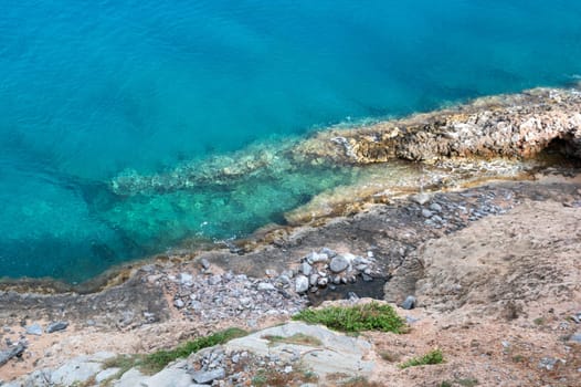 abstract photo with natural material : bleau sea water and stones.
