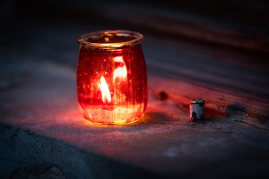 candle on the window  in the night for light celebration