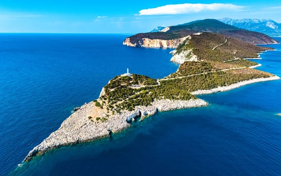 Cape Lefkatas Lighthouse, on Lefkada Island, Greece.