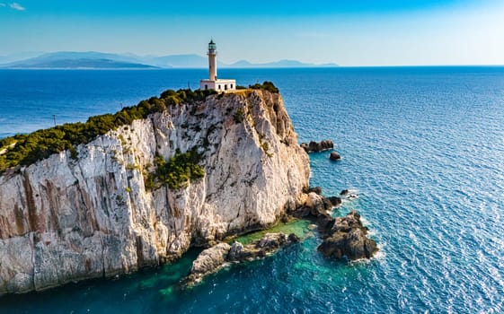 Cape Lefkatas Lighthouse, on Lefkada Island, Greece.