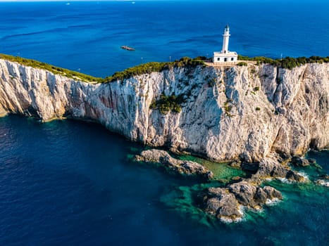 Cape Lefkatas Lighthouse, on Lefkada Island, Greece.