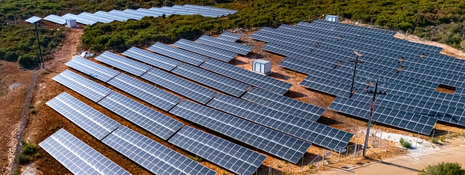 Modern solar power system mounted on ground.