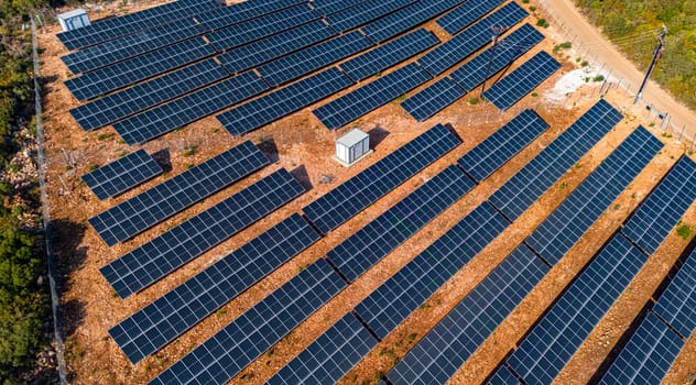 Modern solar power system mounted on ground.