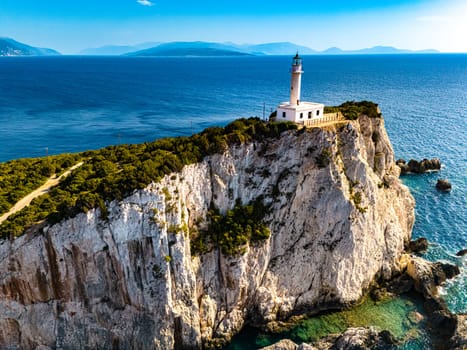 Cape Lefkatas Lighthouse, on Lefkada Island, Greece.