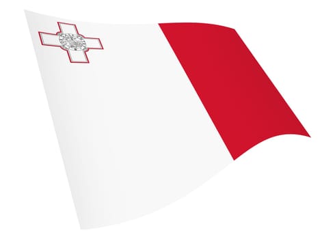 A Malta waving flag 3d illustration isolated on white with clipping path