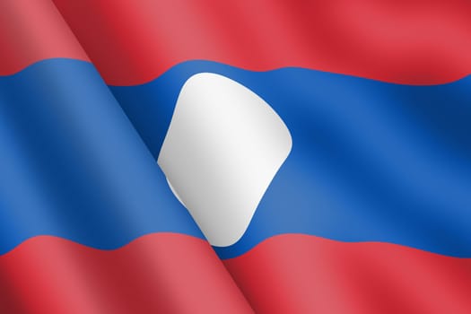 A Laos waving flag 3d illustration wind ripple