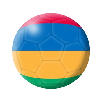 A Mauritius soccer ball football 3d illustration isolated on white with clipping path green yellow blue red stripe