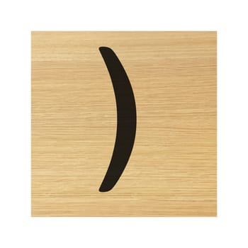 A close bracket sign wood block and on white with clipping path