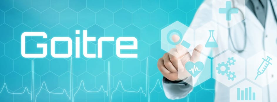 Doctor touching an icon on a futuristic interface - Goitre