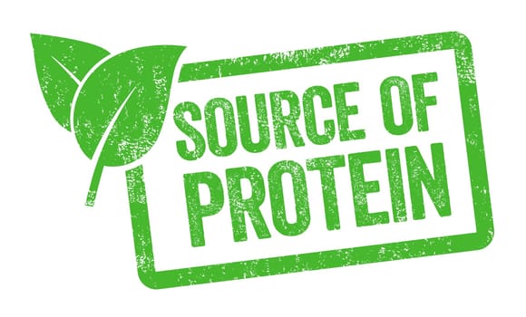 Green stamp isolated on a white background - Source of protein