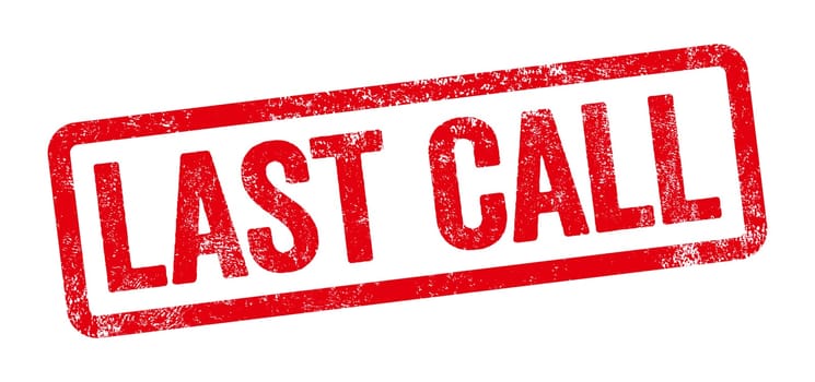 Red stamp on a white background - Last call