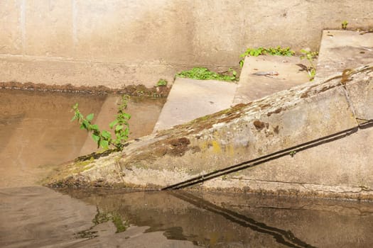 Old brown steps by a body of water, Germany