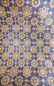 Ravenna, Italy - 12 June 2024, Galla Placidia Mausoleum interior. Ancient mosaic, vintage decoration