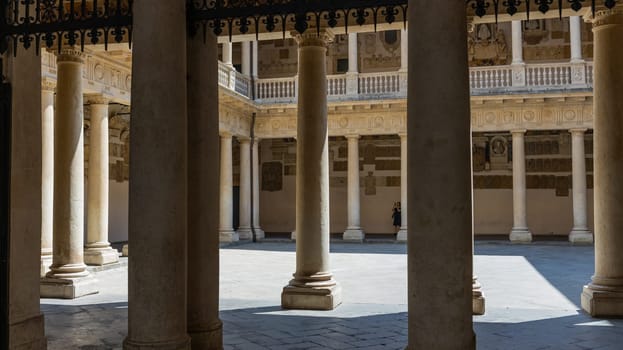 Padua, Italy - July 23, 2024: Palazzo Bo (Bo Palace) yard, historical building home of the Padova University from 1539 in Padua, Italy